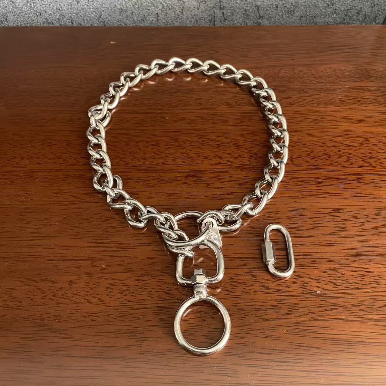不锈钢狗项圈P链中大型犬马犬杜宾金毛德牧罗威纳训犬遛狗专用