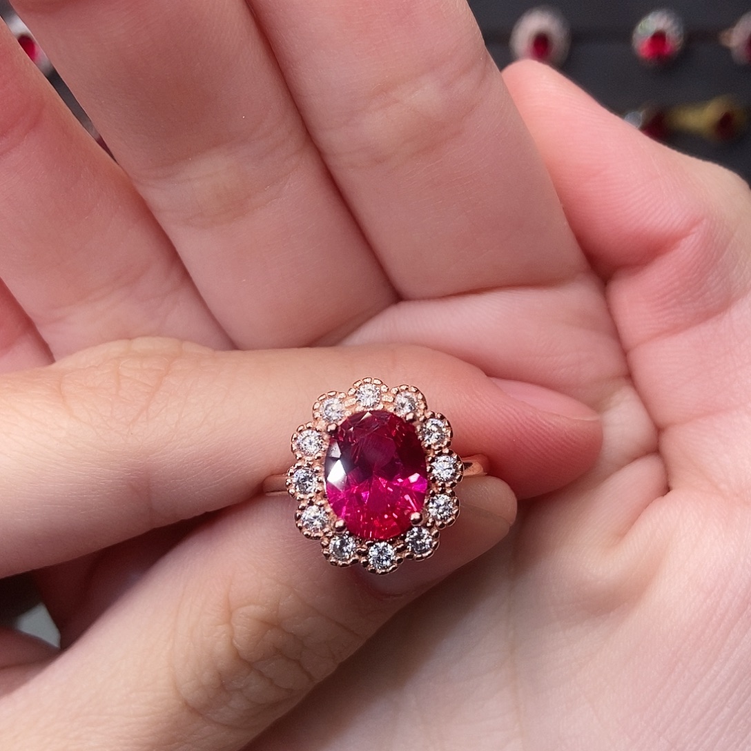 银S925镶嵌戒指红宝石