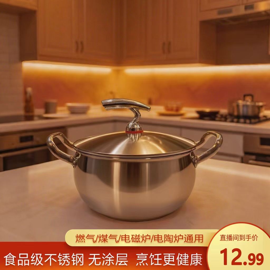 J 24cm飞鸟不锈钢汤锅家用汤锅 破损联系客服免费补发