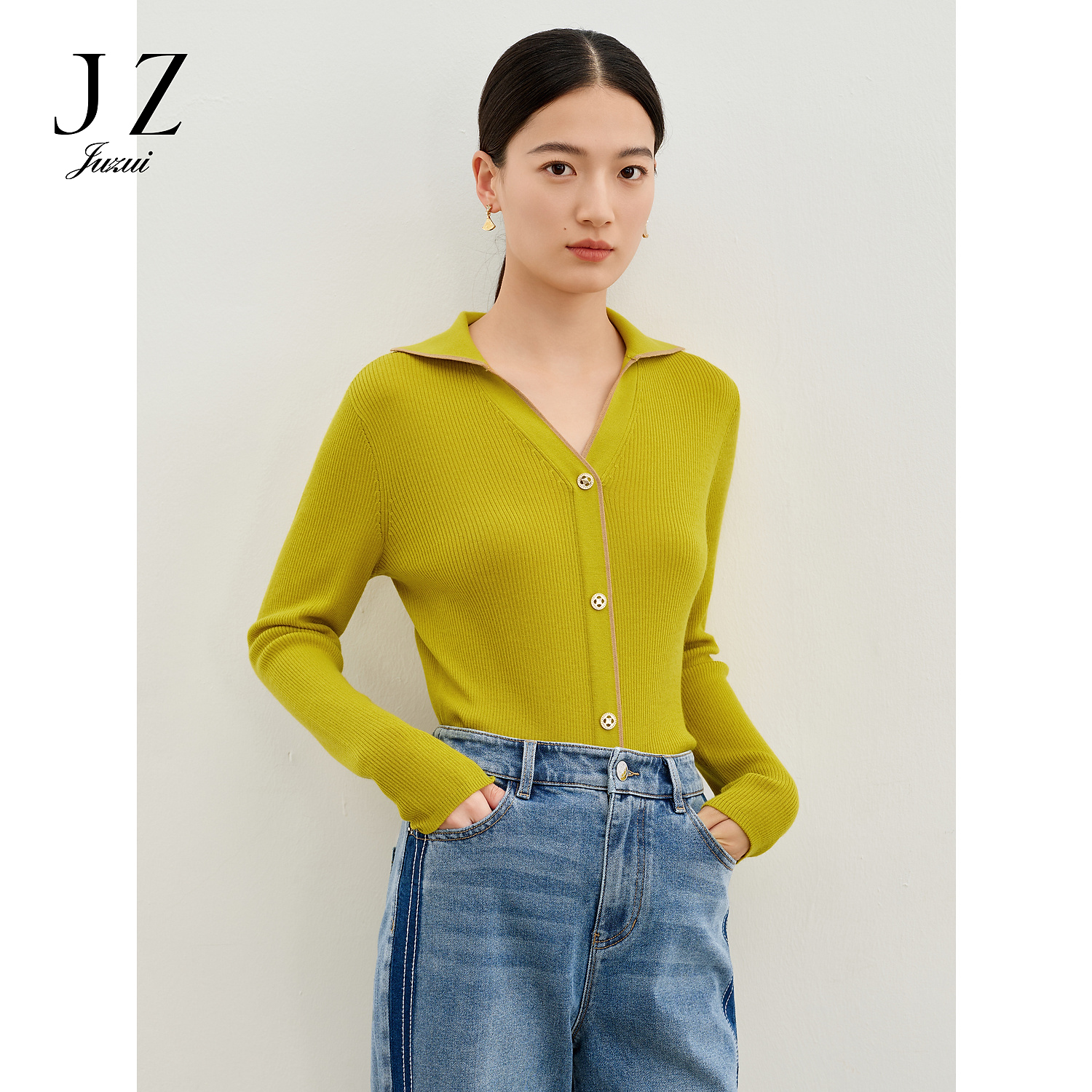【丽公主专属】商场同款JZ玖姿JWEC31020活力撞色修身上衣针织衫女