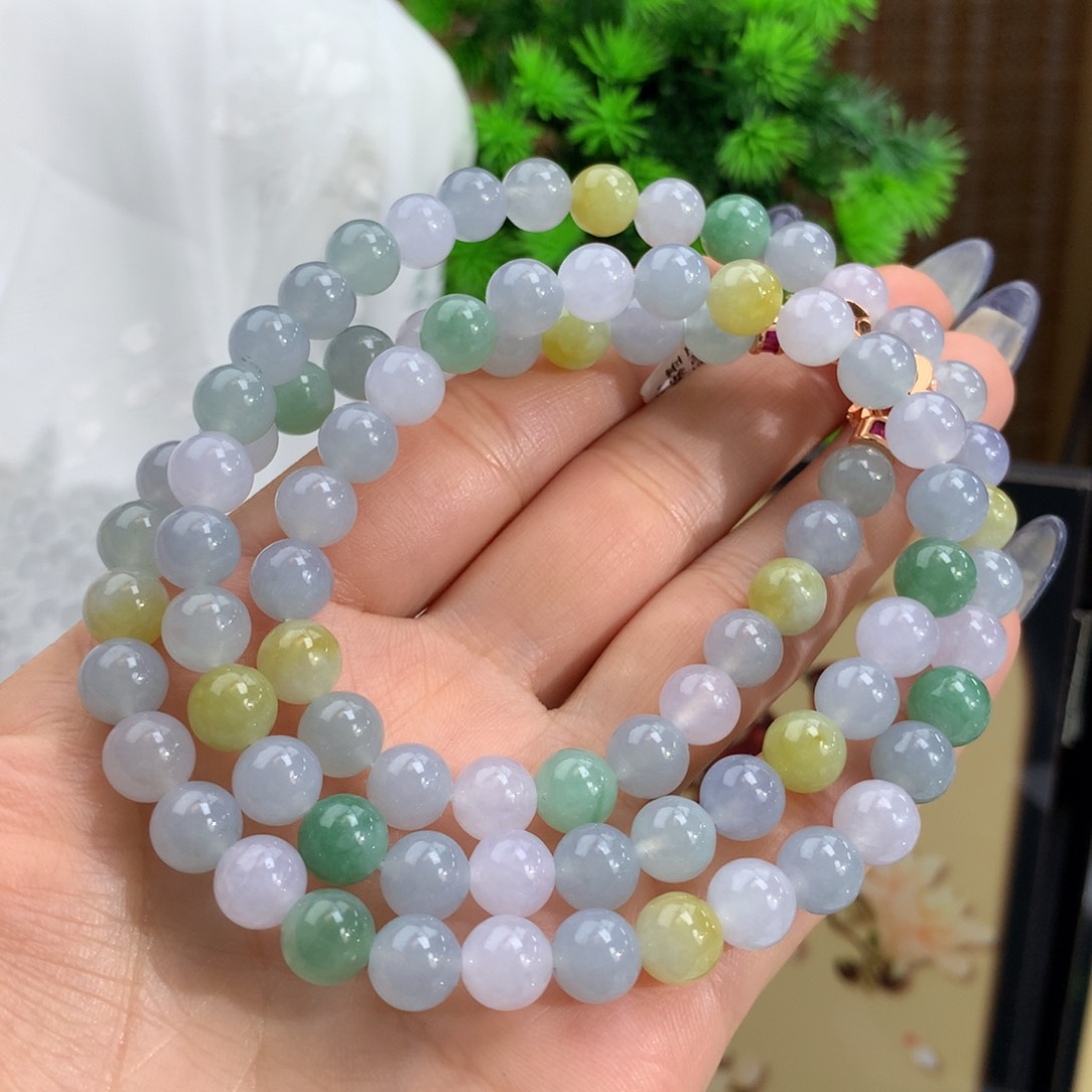 翡翠手链未镶嵌冰胶多宝项链卡8m m