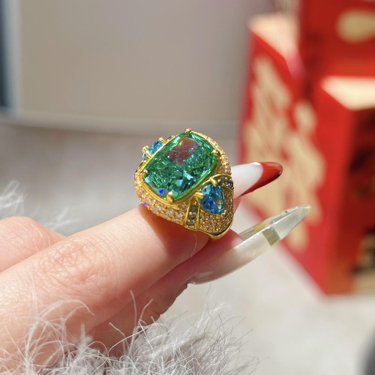 足金碧海星辰戒指5D开口戒指