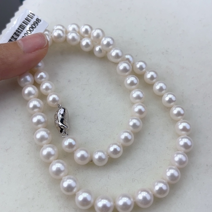 淡水珍珠颈饰银S925镶嵌8➕极光冷白高品