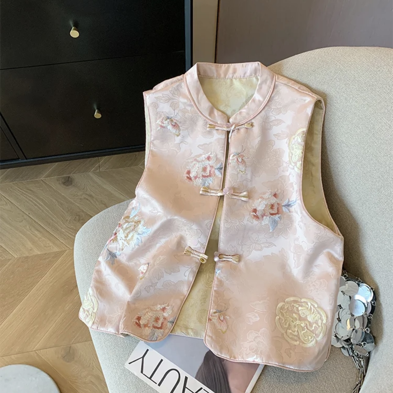 【花瑶】2025新款春季马甲新中式宽松显瘦立领绣花气质上衣马夹女