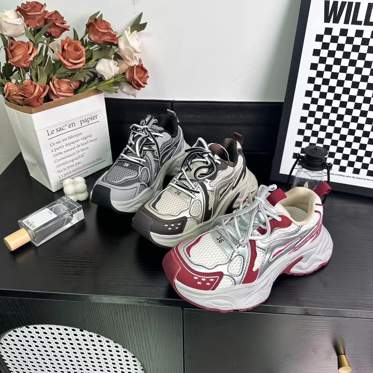 新款时尚休闲女鞋潮流ins老爹鞋冷粘工艺运动鞋百搭厚底8926