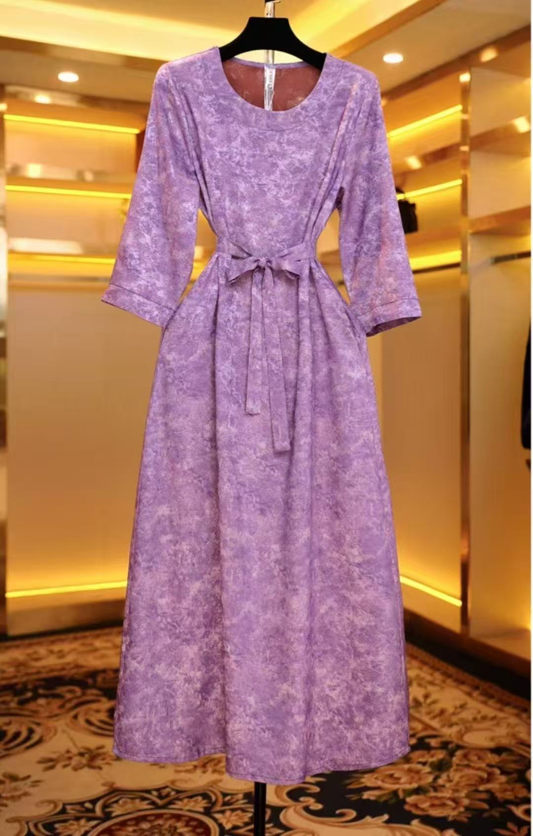 【花萝福利款】紫锦气质时尚休闲夏季高端大码妈妈装连衣裙