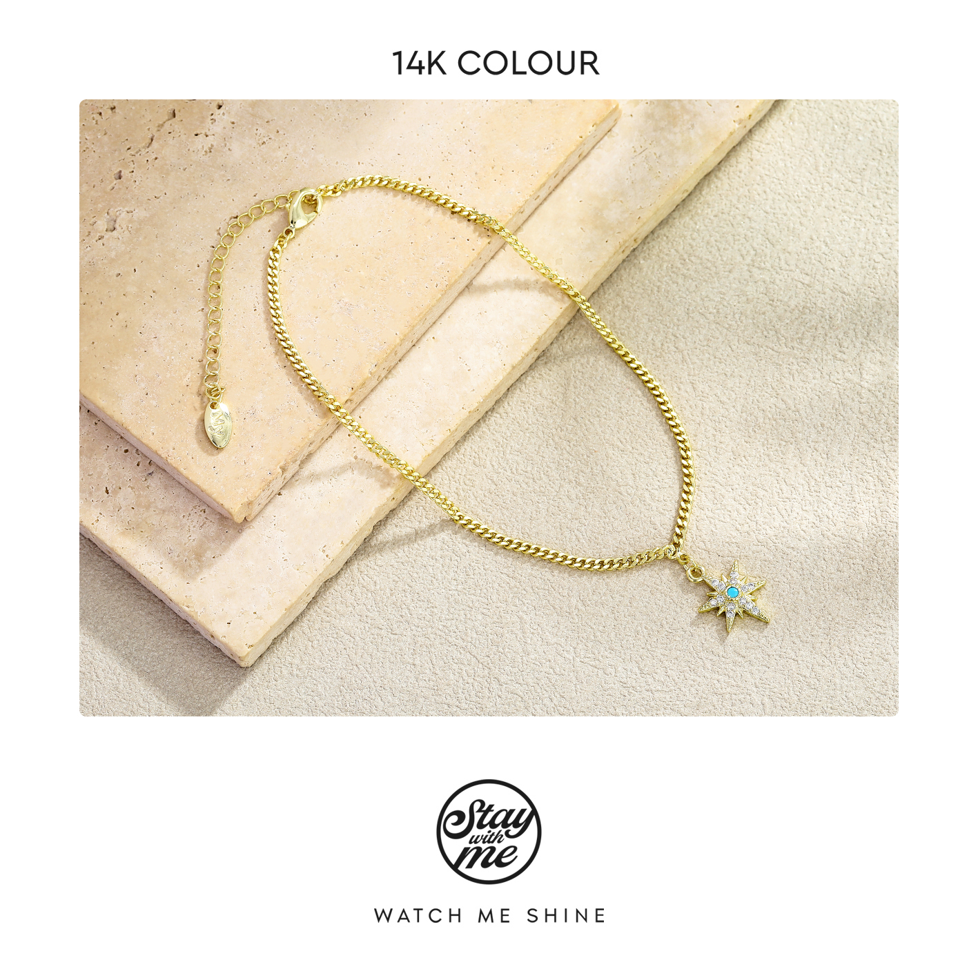 STAY WITH ME 铜合金合成锆石脚链 小众设计f0228脚链