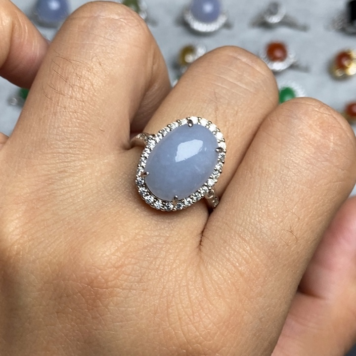 翡翠戒指银S925镶嵌戒指