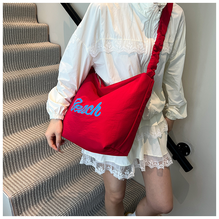 1187新款字母印花大容量帆布包女韩版ins休闲抽绳便携托特包