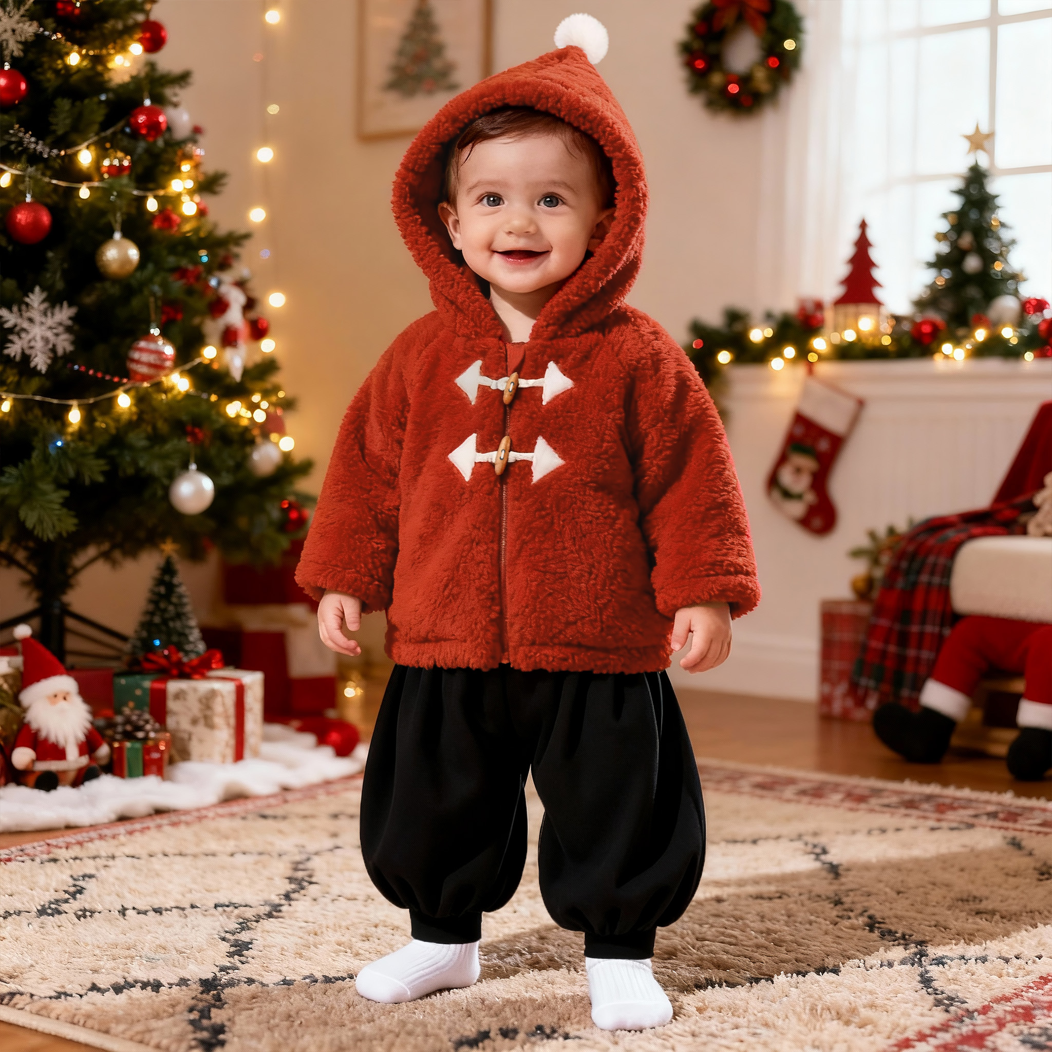 【潘先生高定】红色圣诞婴儿衣服棉服
