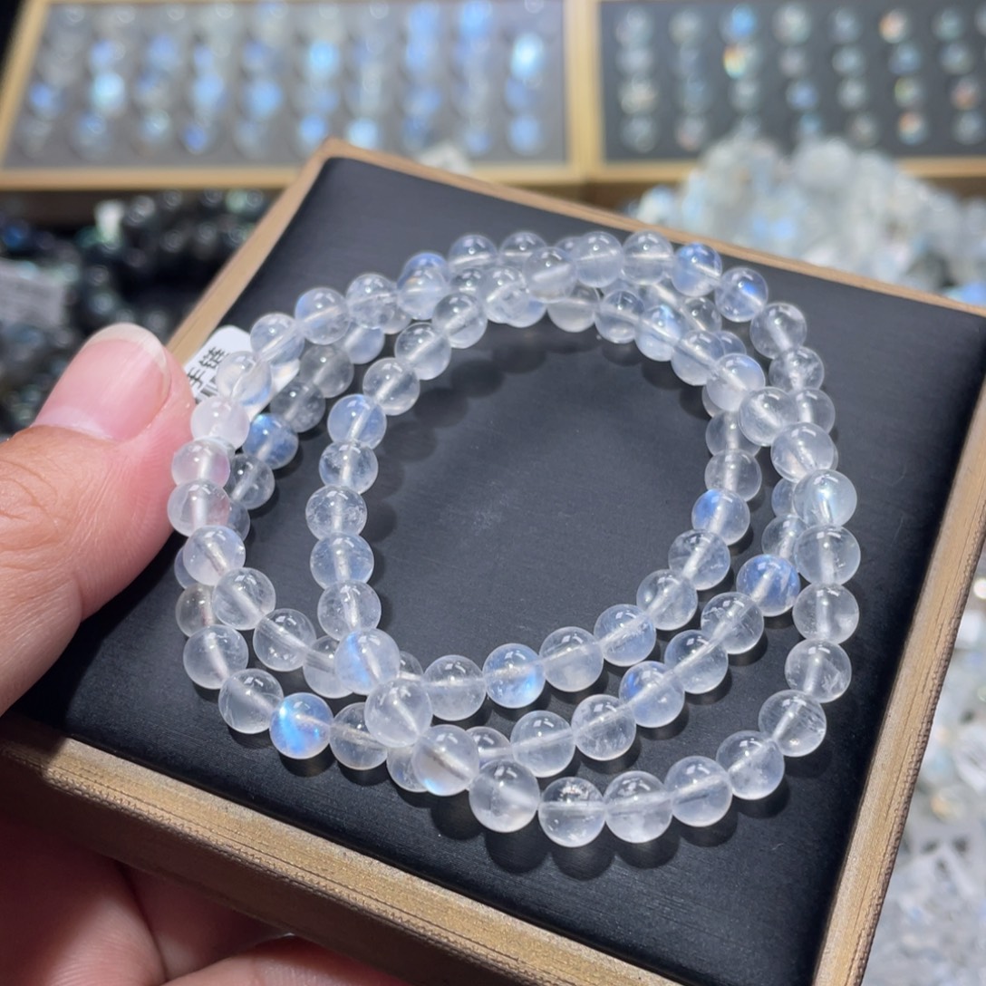 长石未镶嵌手链蓝月光多圈6m