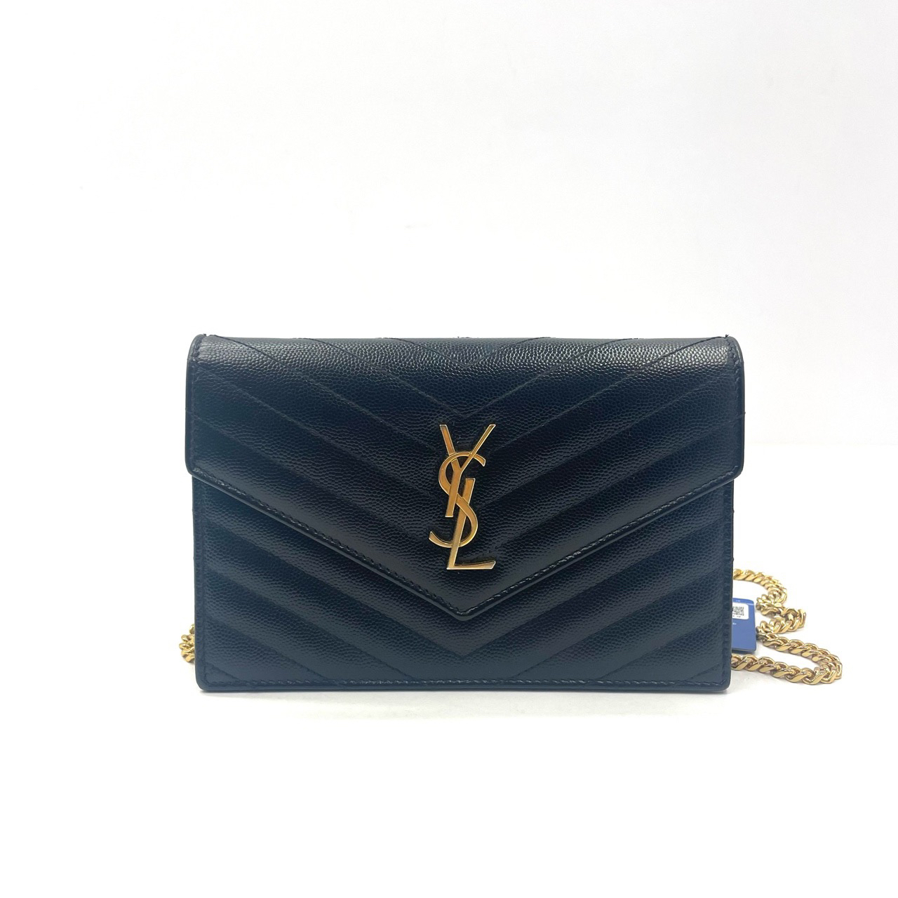 95新 YSL/圣罗兰 98新黑金鱼子酱信封链条包单肩斜挎包定金