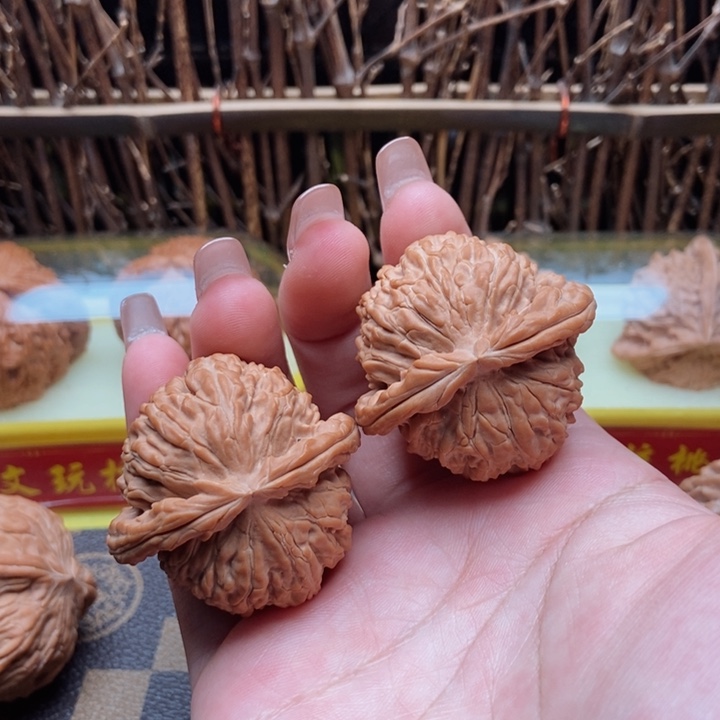 文玩核桃吊坠白狮子40全品白茬