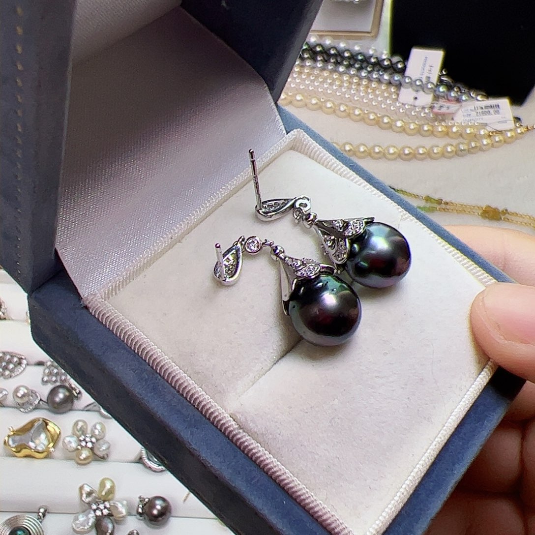 海水珍珠耳饰银S925镶嵌