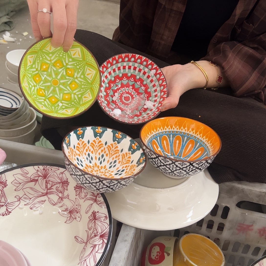 瓷片波西米亚4碗4.75寸