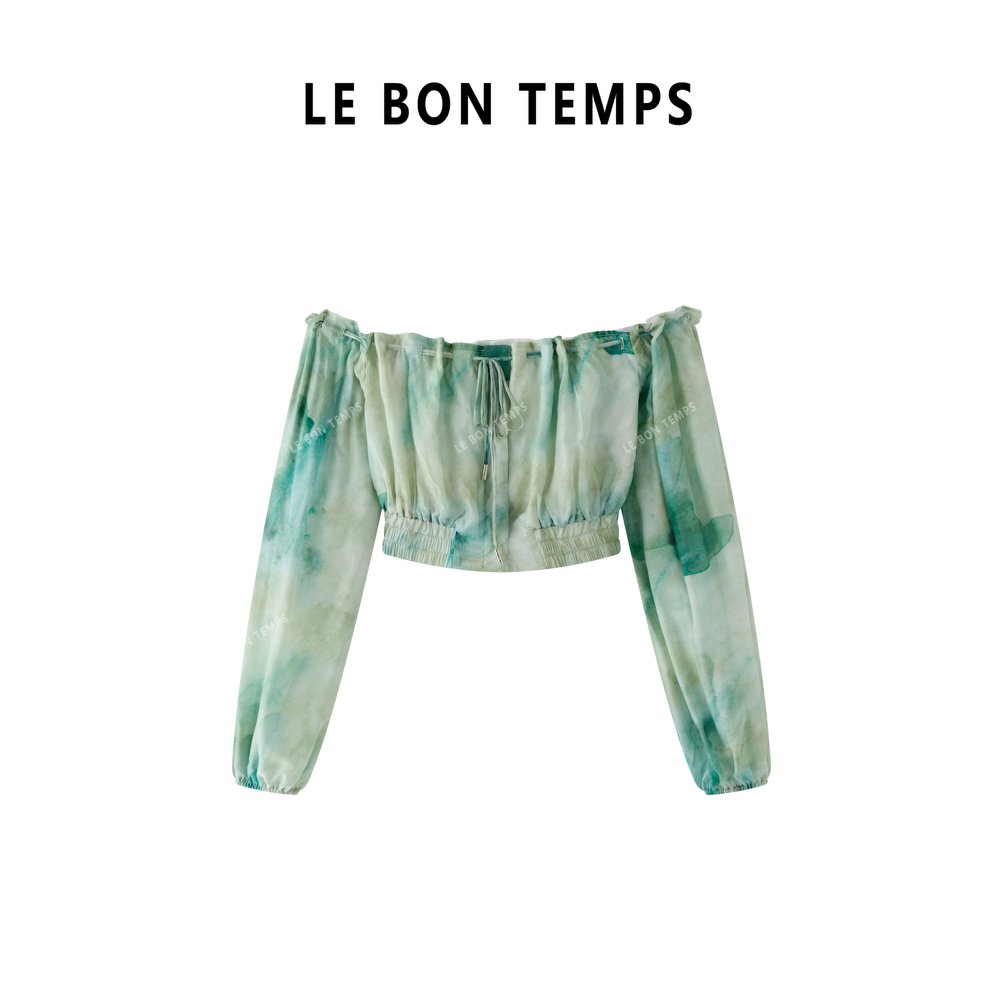 【LBT&春夏款】新款修身型一字领褶皱桑蚕丝荷叶边上衣套装c801465