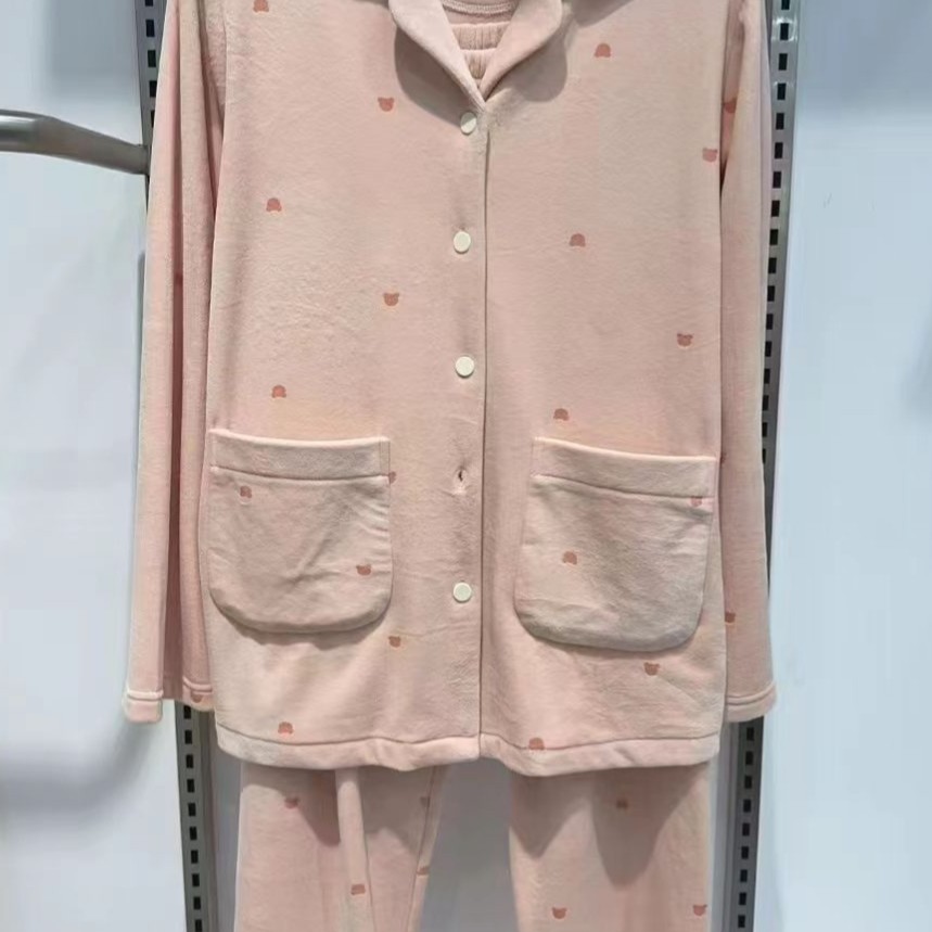 秋冬季高端海岛绒女士长袖长裤睡衣家居服套装