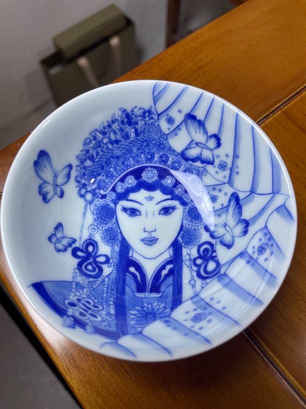 青花人物花旦普洱杯茶具