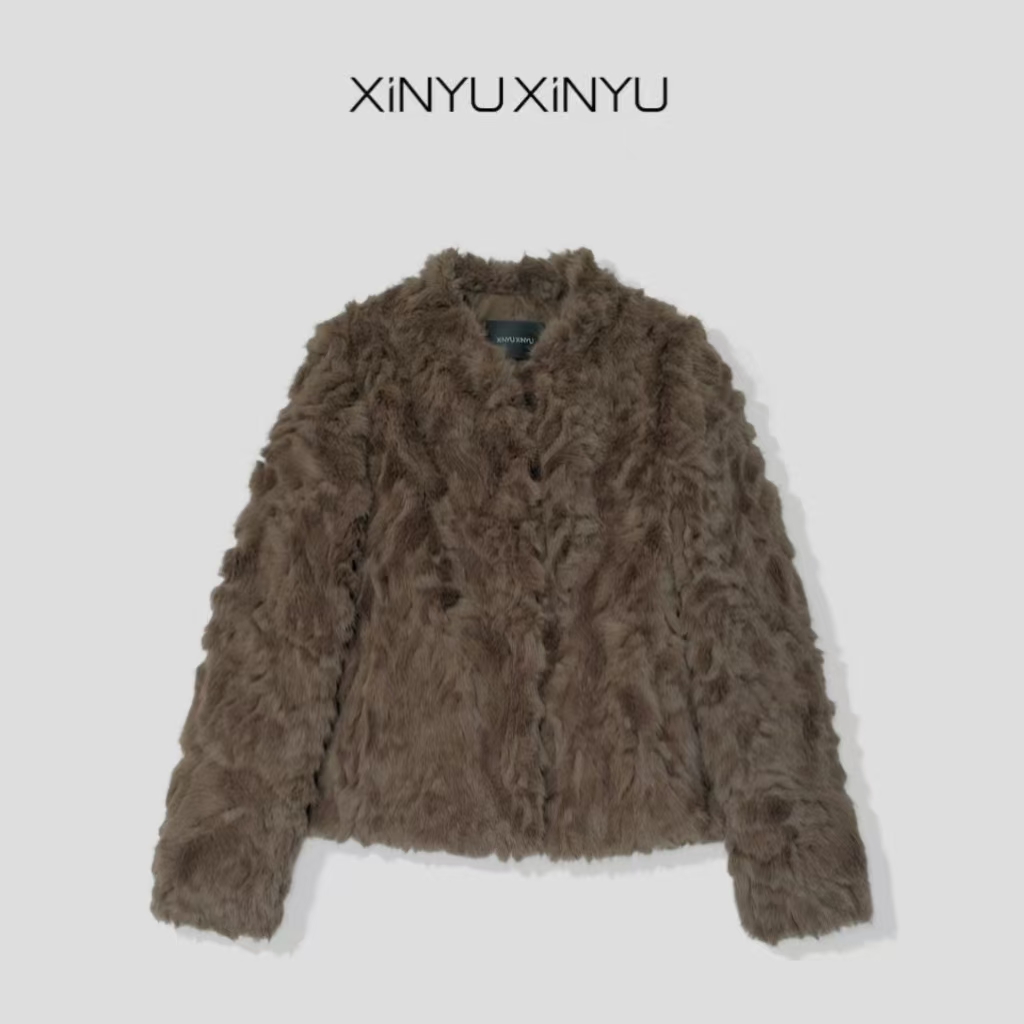XINYU/芯与『欲望都市』毛绒感环保毛毛外套 41798 气质 秋冬 毛绒