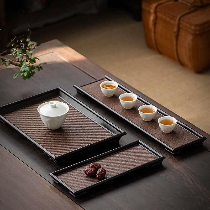 日式竹篾茶托盘宋席茶盘 竹制席面干泡壶承壶垫茶托盘长方形