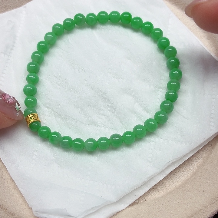 翡翠18K金镶嵌手链天然缅甸翡翠A货卡5