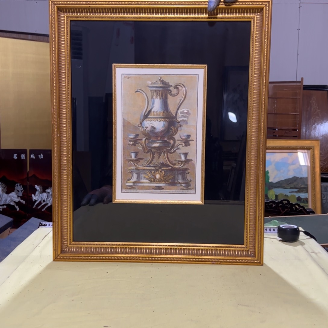 绘画亦**水屏风框画茶空间设计