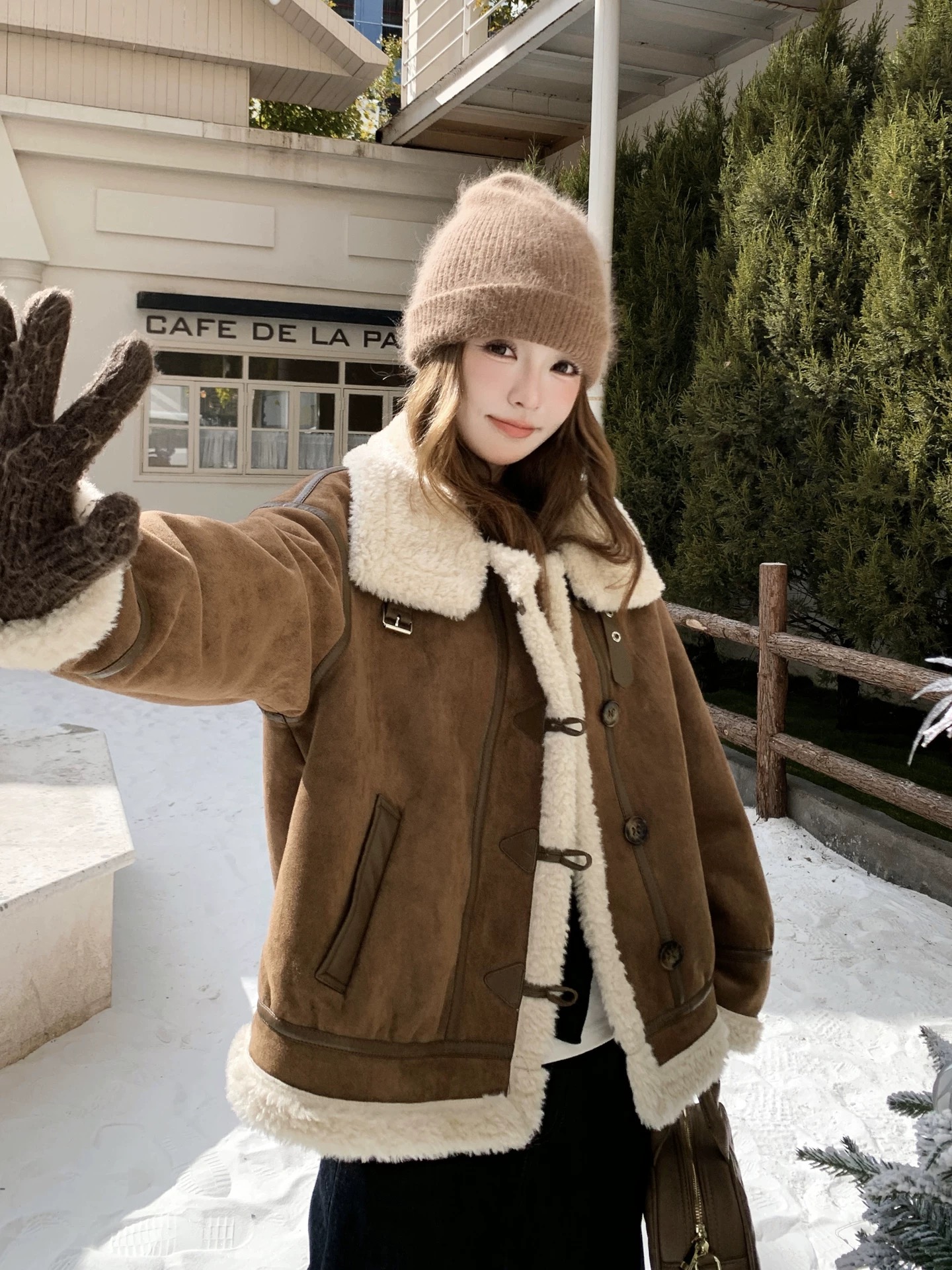 大麦家工厂女装孤品 羊毛大衣 皮毛一体外套 NO退NO换默认瑕疵