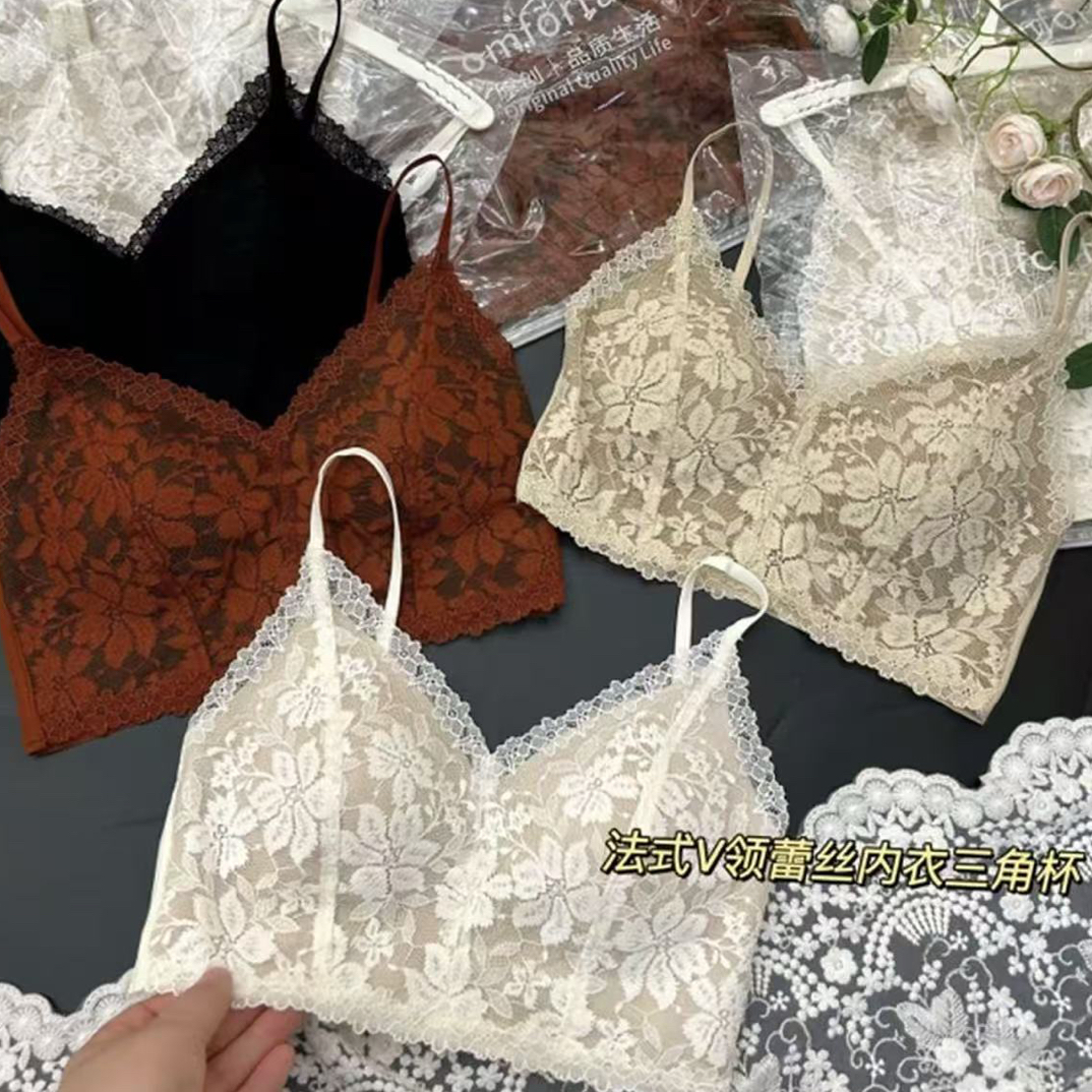 早秋新品6098法式蕾丝（薄垫）美背女一体杯垫内搭吊带