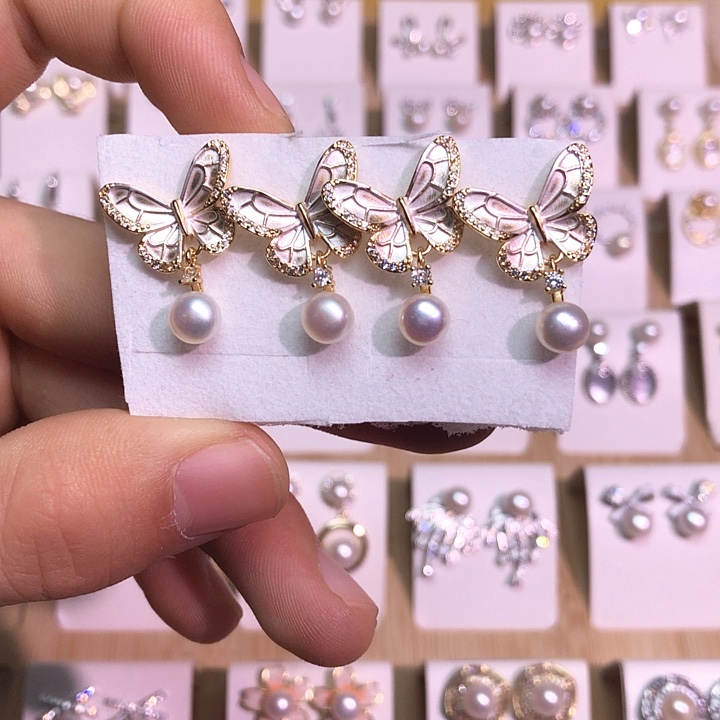 淡水珍珠耳饰银S925镶嵌