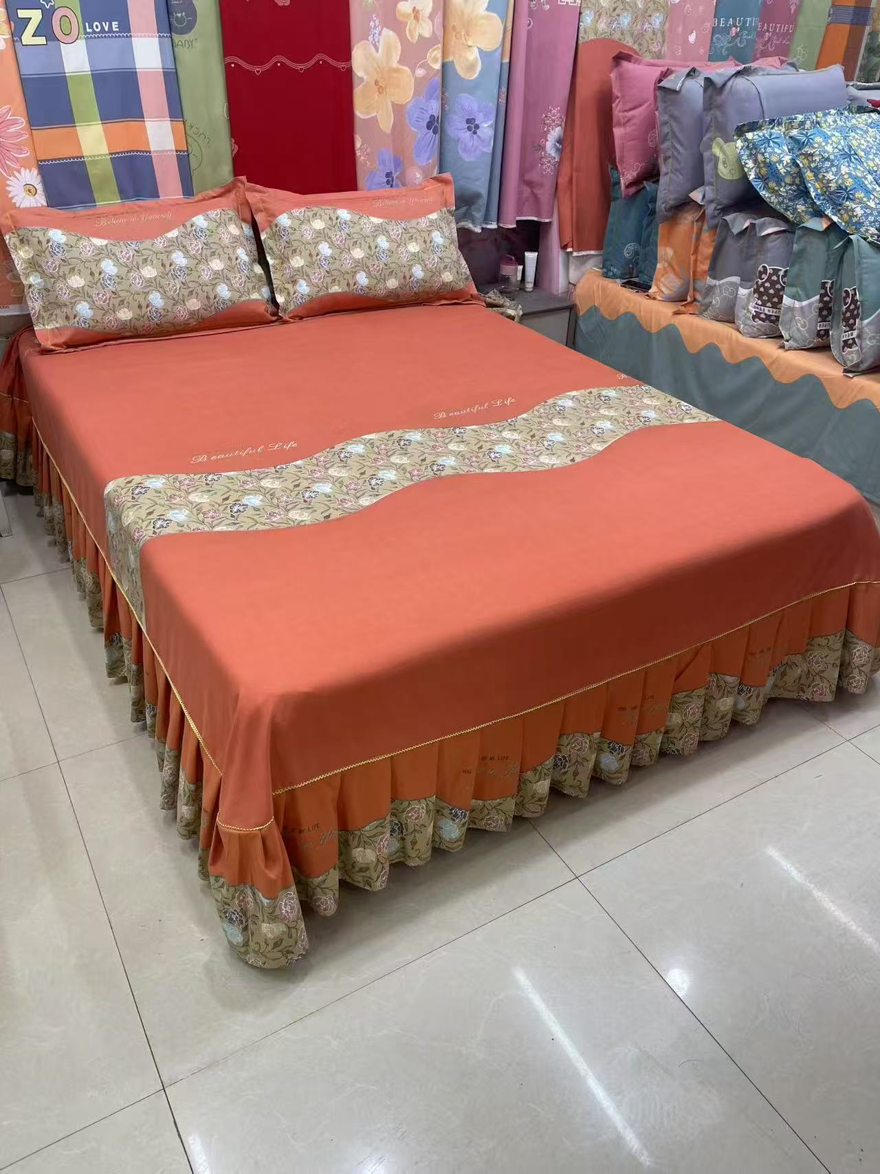  （花开盛典花边）加厚磨毛斜纹亲肤棉单独床裙