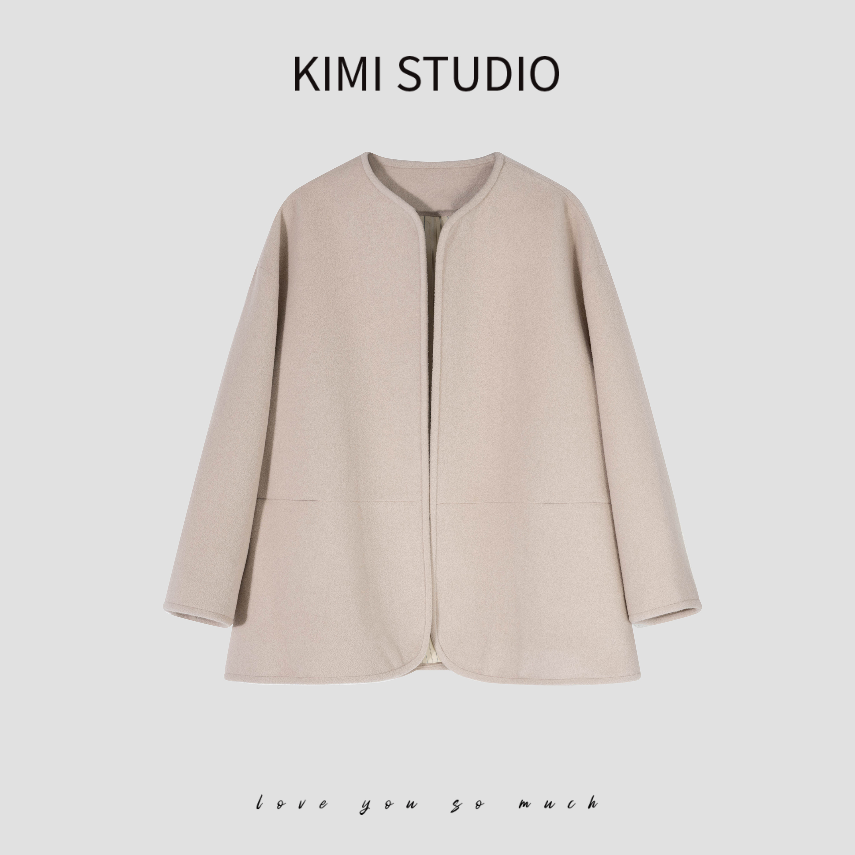 SS25170  温柔气质圆领中长款羊绒大衣