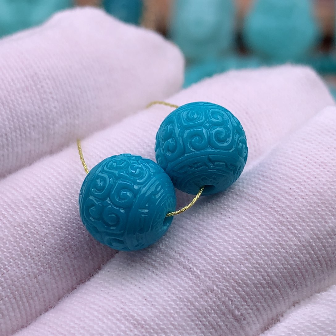 绿松石珠宝奇石未镶嵌10.1mm