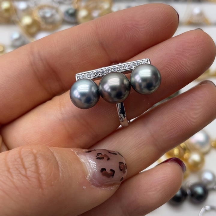 海水珍珠戒指银S925镶嵌