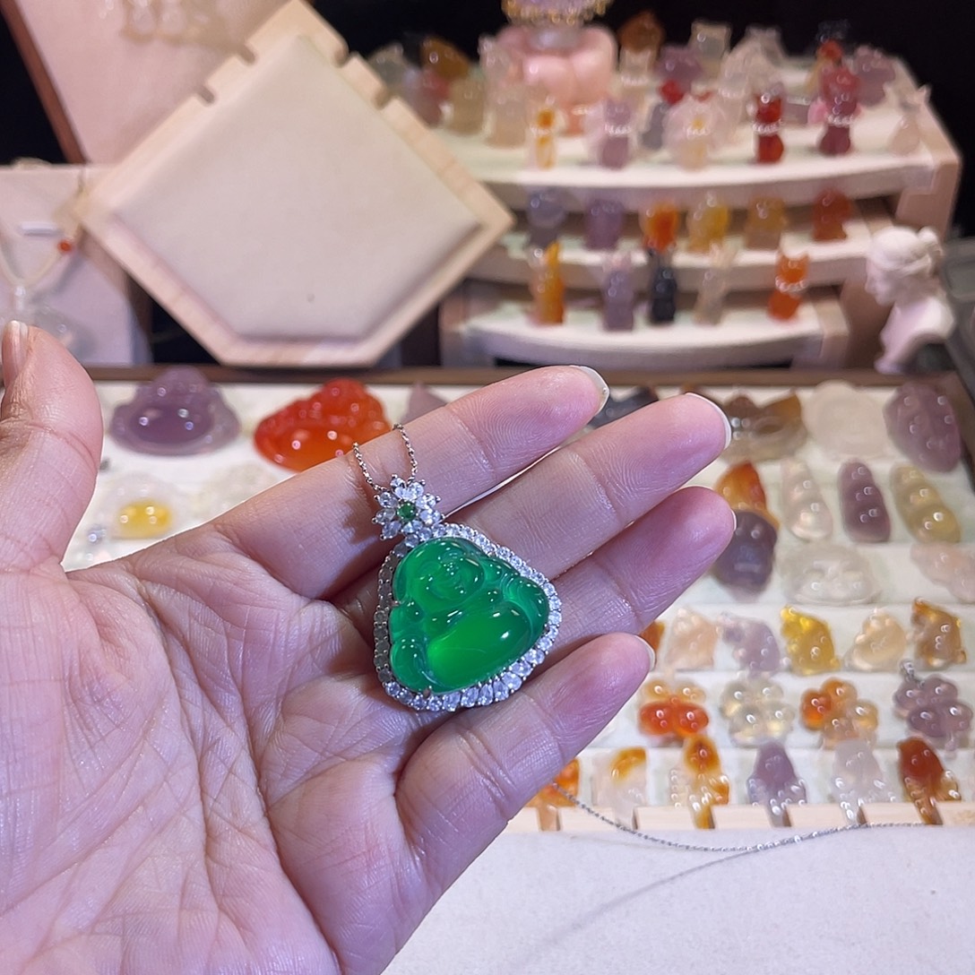 玛瑙/玉髓银S925镶嵌颈饰