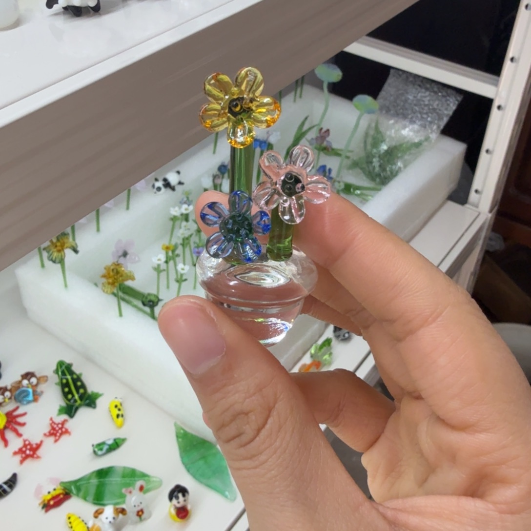 手工艺品琉璃三色小花