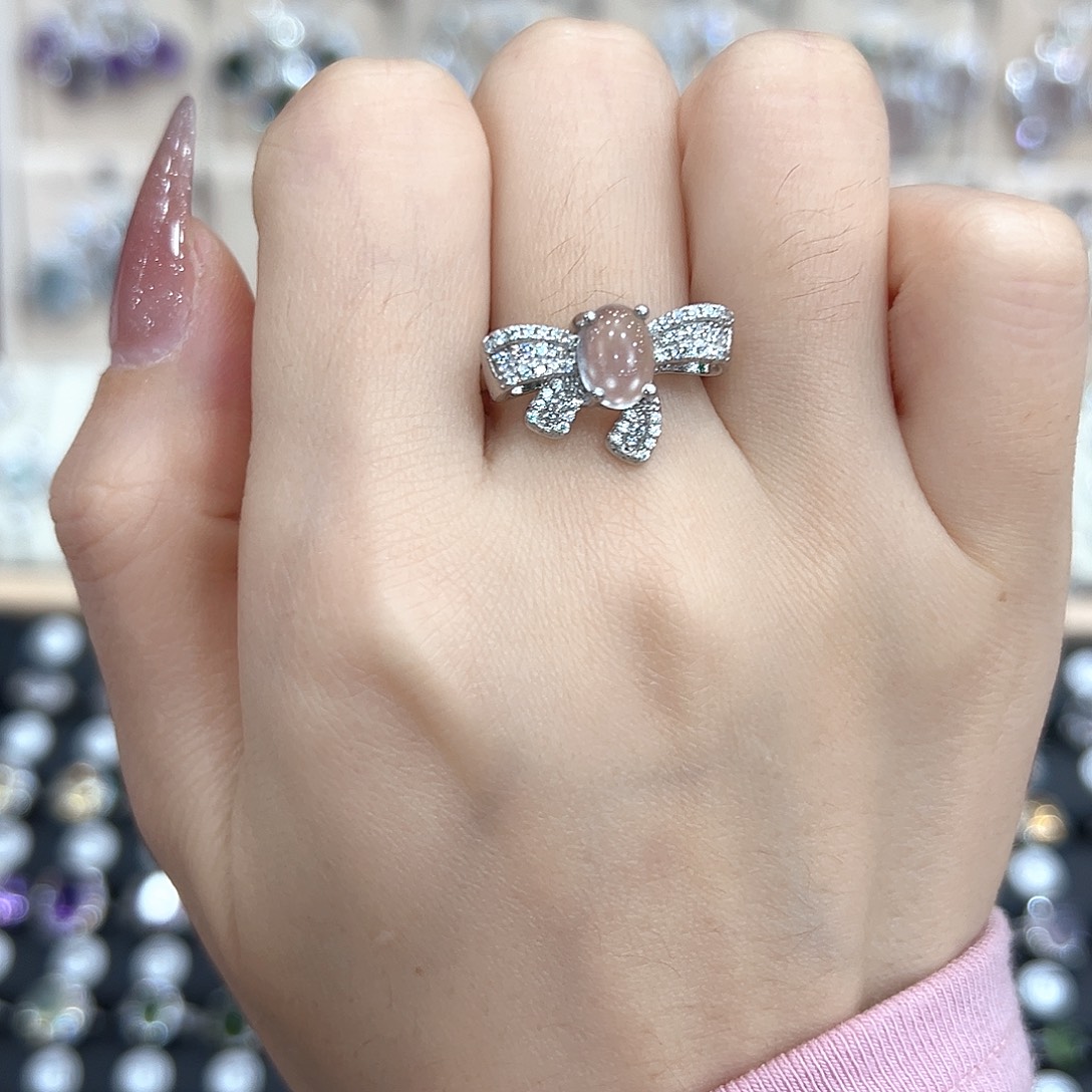 芝***饼戒圈银S925镶嵌海蓝宝石