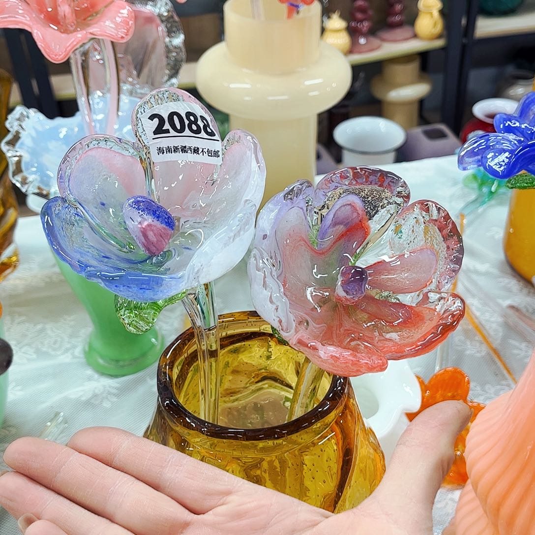 2朵樱花福利 家悦琉璃花器摆件