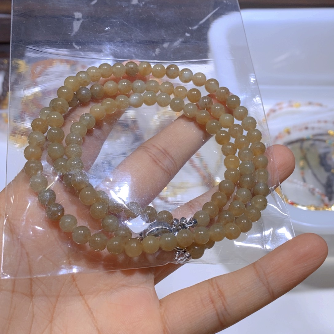 和田玉（糖玉）未镶嵌套链套链芫