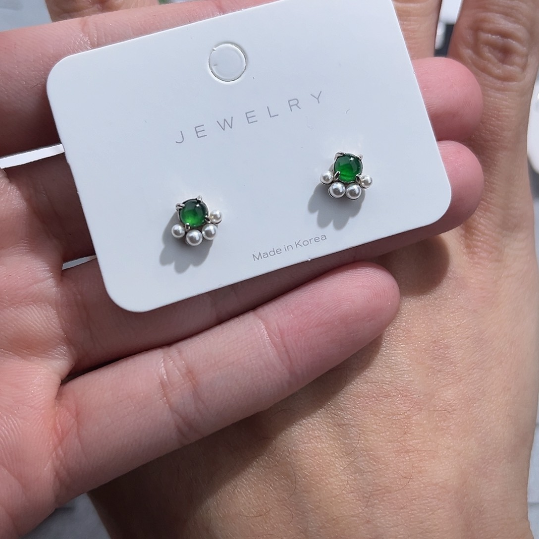 翡翠耳饰银S925镶嵌hjkk