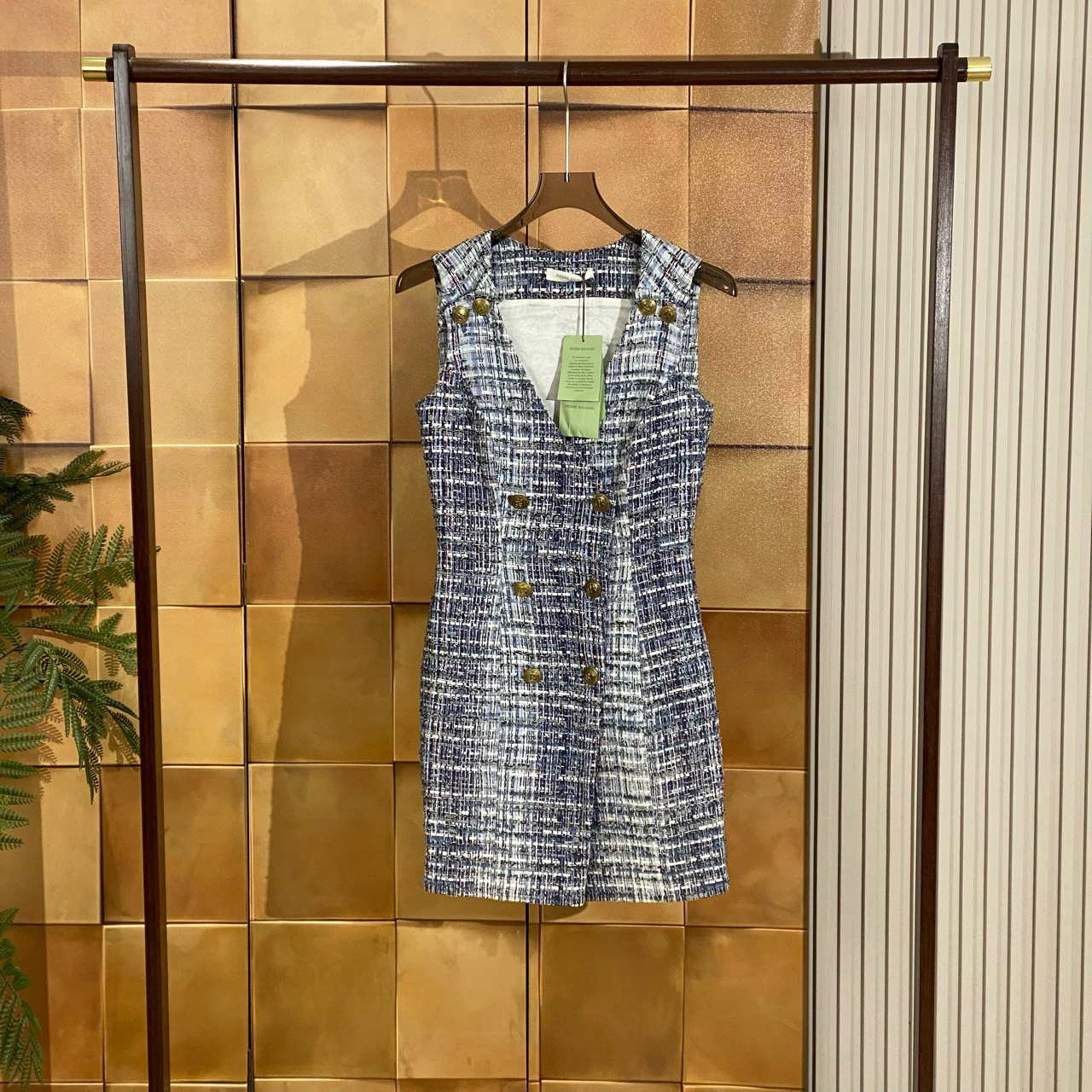 Balmain 巴尔曼编织双排金扣连衣裙/36码/全新原吊/27327