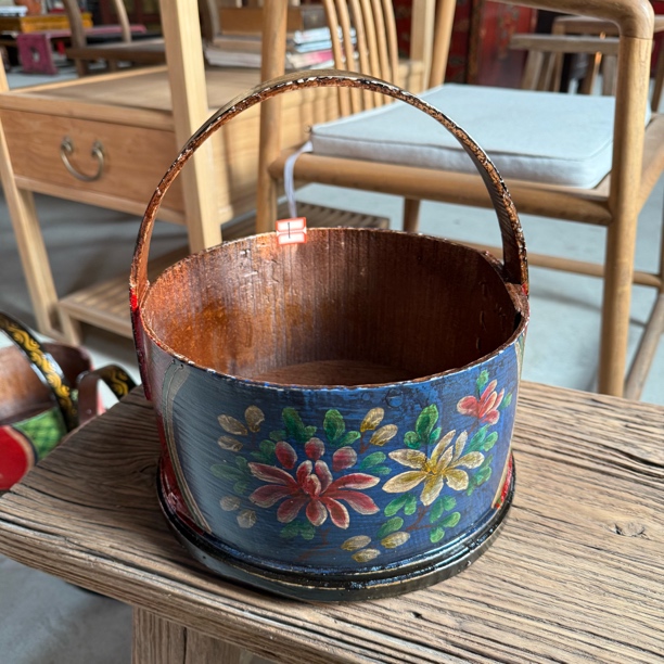 手绘提篮收纳纯手工