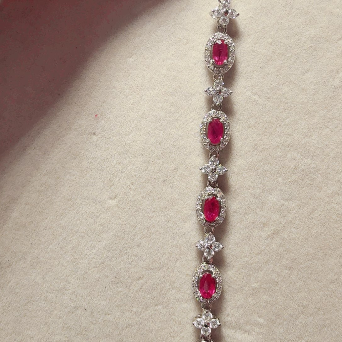 红宝石手链银S925镶嵌小*乐国首质检