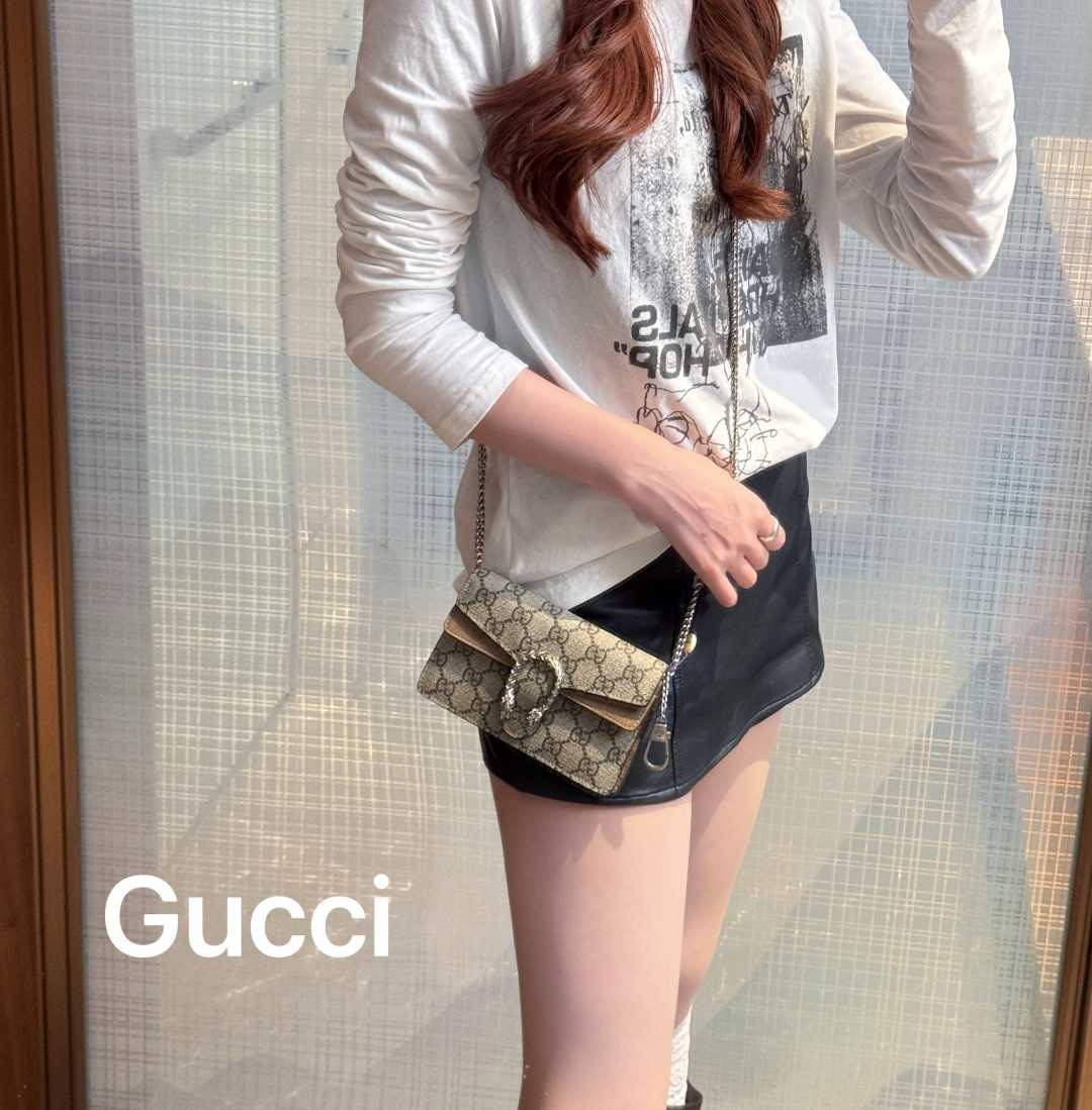 95新 GUCCI/古驰 NN10经典老虎头老花复古单肩95新/代卖服务