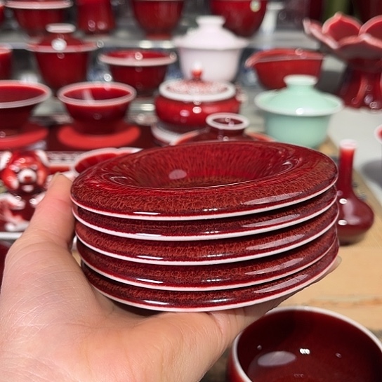 深***酒景德镇陶瓷红马坊杯垫