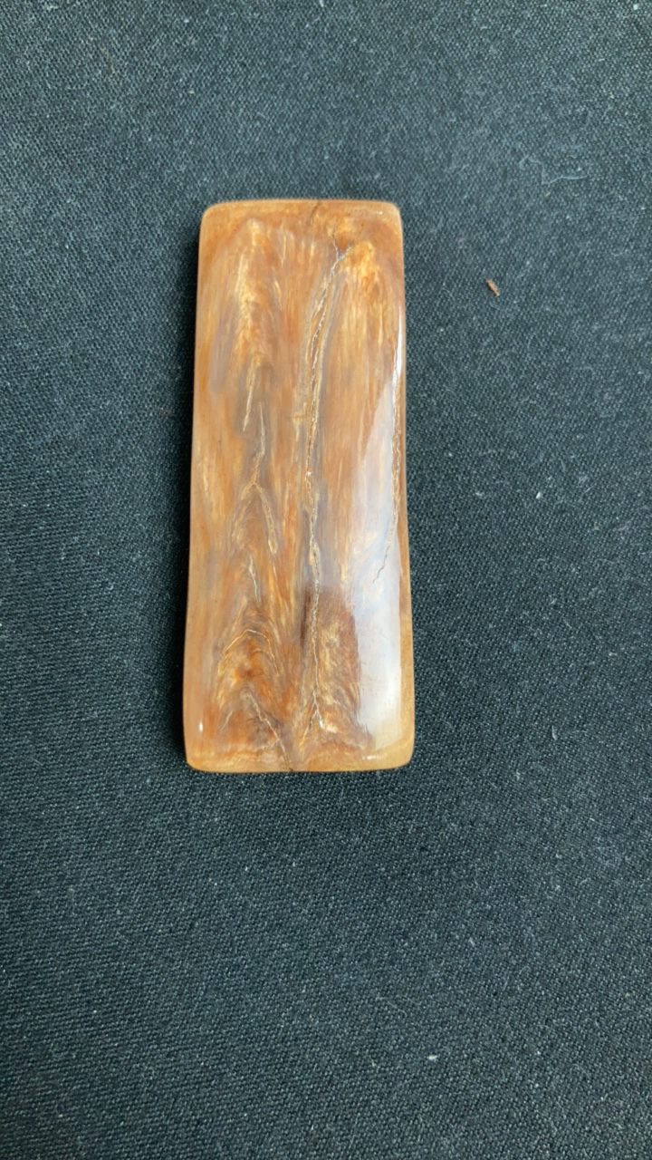 P03247天然猛犸牙无事牌挂件有皮裂