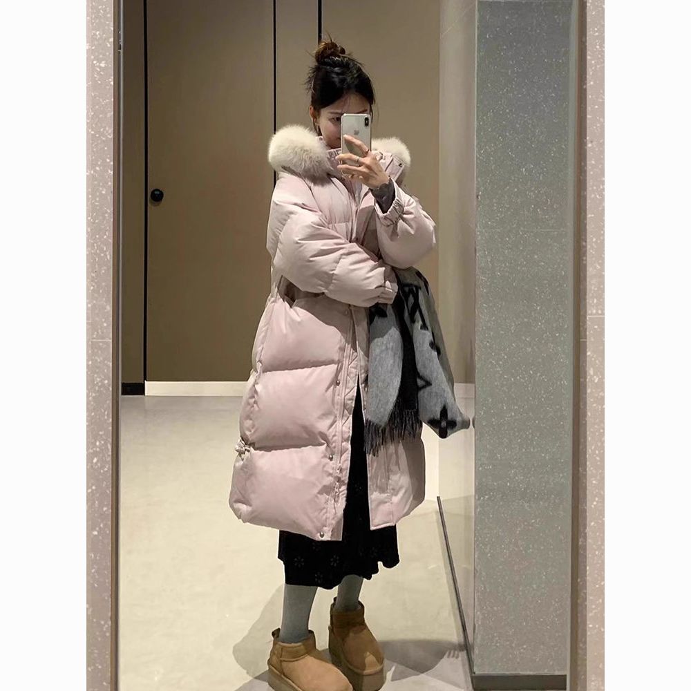 新中式羽绒服女大毛领冬季2025新款中长款加厚中国结外套显瘦韩版