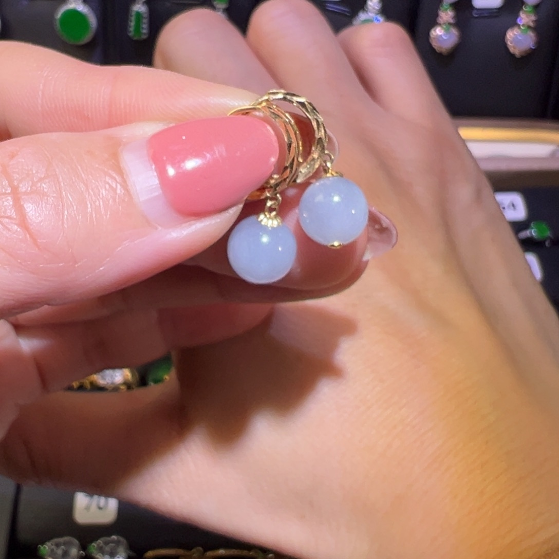 翡翠耳饰18K金镶嵌耳环