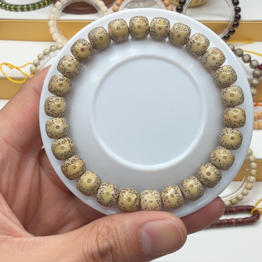 星月菩提手串石玉料凤眼留白小细星单圈