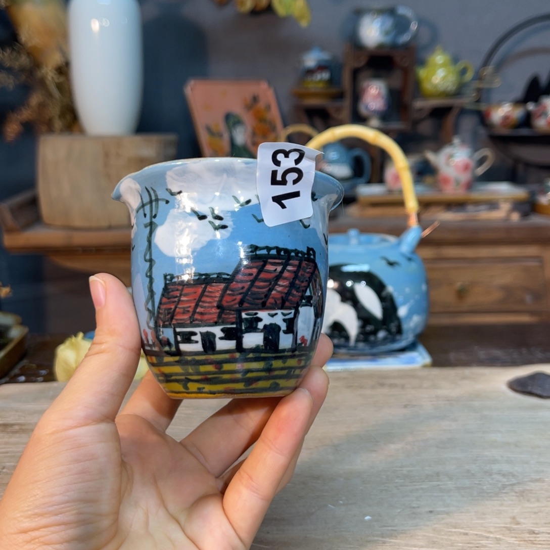 壶素浅陶瓷手工手绘