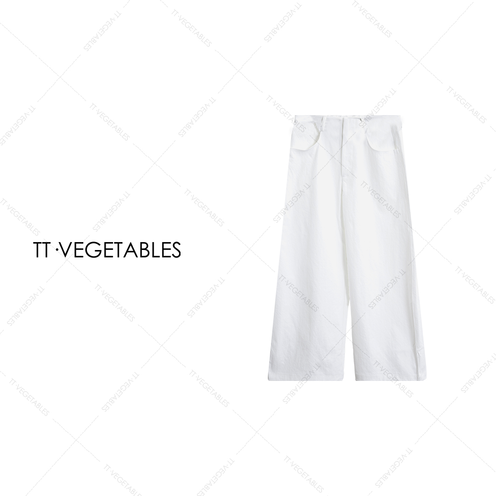TT・VEGETABLES【序白】白芯 波西米亚风简约阔腿裤轻奢直筒裤521348